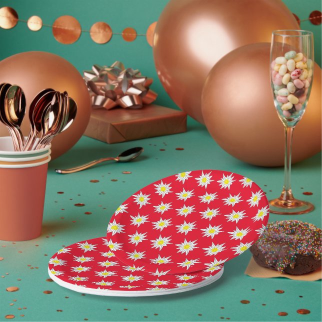 Prato De Papel Bonito padrão Edelweiss - Placa de papel redonda v (Múltiplo)