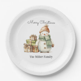 Prato De Papel Bonito Snowman Personalizado e Presentes de Natal