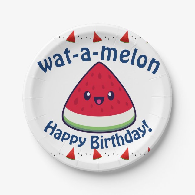 Prato De Papel Bonito Sorriso Kawaii Watermelon (Frente)
