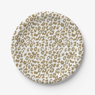 Prato De Papel Bonito Trendy Leopard Imprima Literatura Dourada