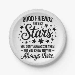 Prato De Papel Bons Amigos São Como Estrelas Citação Inspiradora