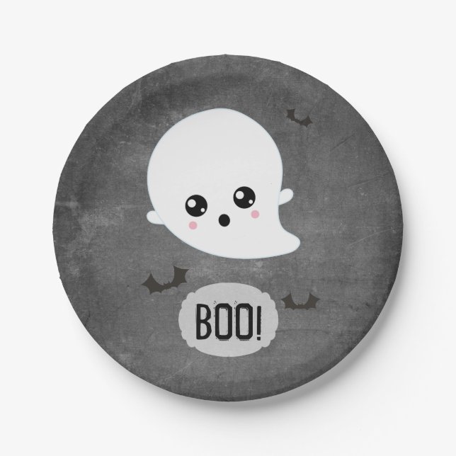 Prato De Papel Boo Cute Ghost Halloween Party (Frente)