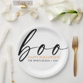 Prato De Papel Boo Cute Happy Halloween White