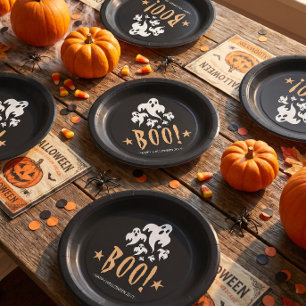 Prato De Papel Boo Feliz Halloween Personalizado