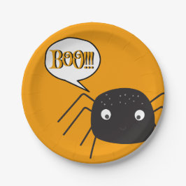 Prato De Papel Boo, fofa-aranha-abóbora-laranja