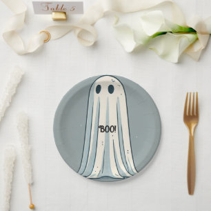 Prato De Papel BOO! Folha do Fantasma Vintage Halloween Verde