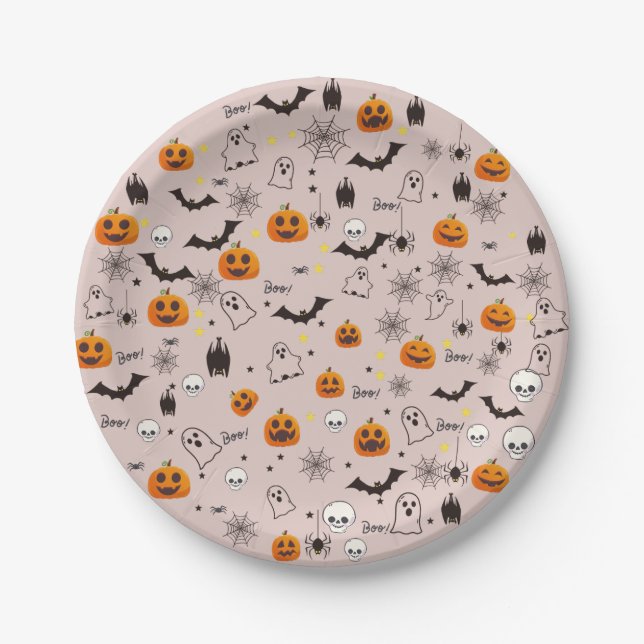 Prato De Papel Boo Ghost Halloween (Frente)