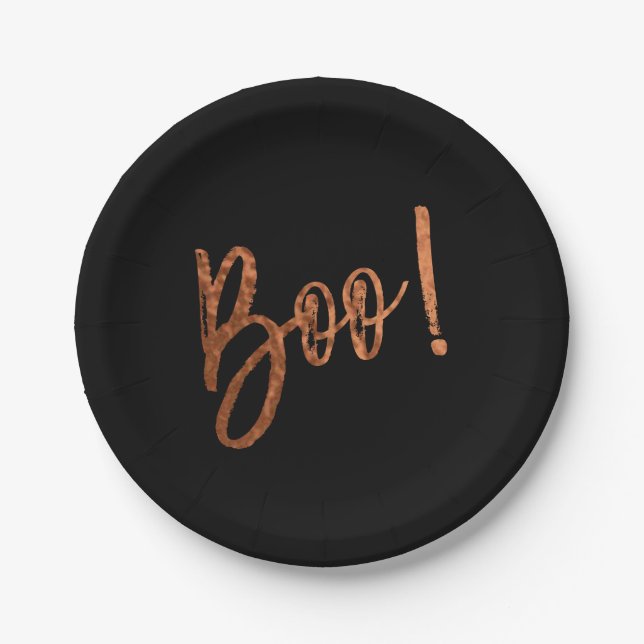 Prato De Papel Boo! Halloween Modern Halloween Plates (Frente)