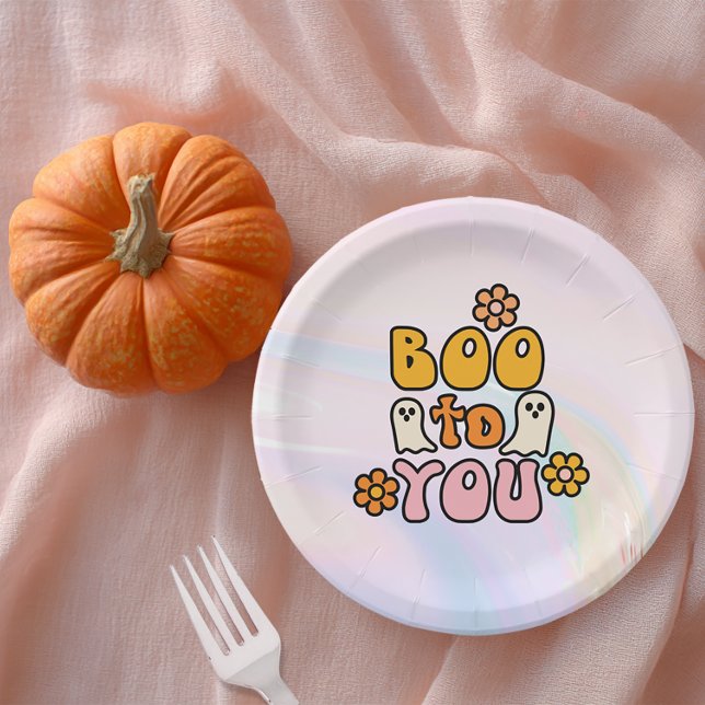 Prato De Papel Boo para você, bonitinho Halloween (Boo to you Halloween Party Plate)