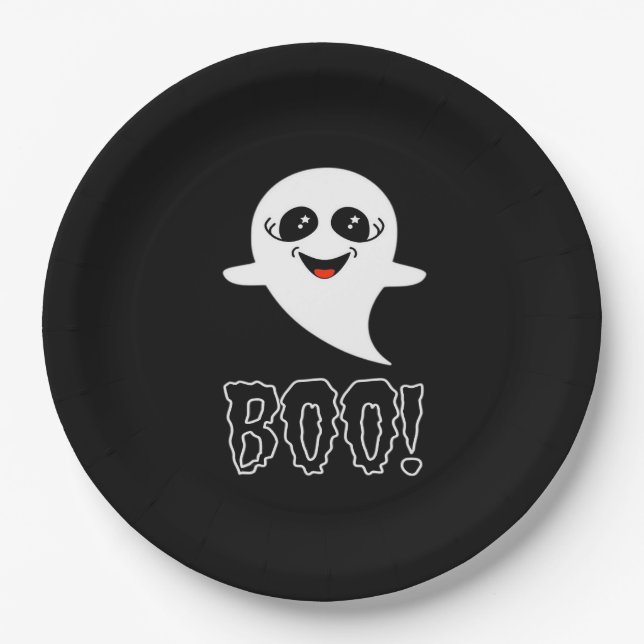 Prato De Papel Boo! Pequeno Halloween Por Lucas (Frente)