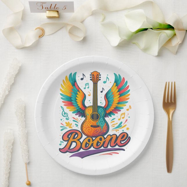 Prato De Papel Boone Guitar (Casamento)