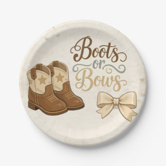 Prato De Papel Boots and Bows Gender Reveal Paper Plate