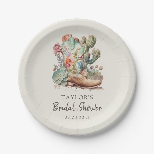 Prato De Papel Boots and Bubble Western Chá de panela (Frente)