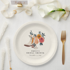 Prato De Papel Boots & Bubbly Western Chá de Noiva