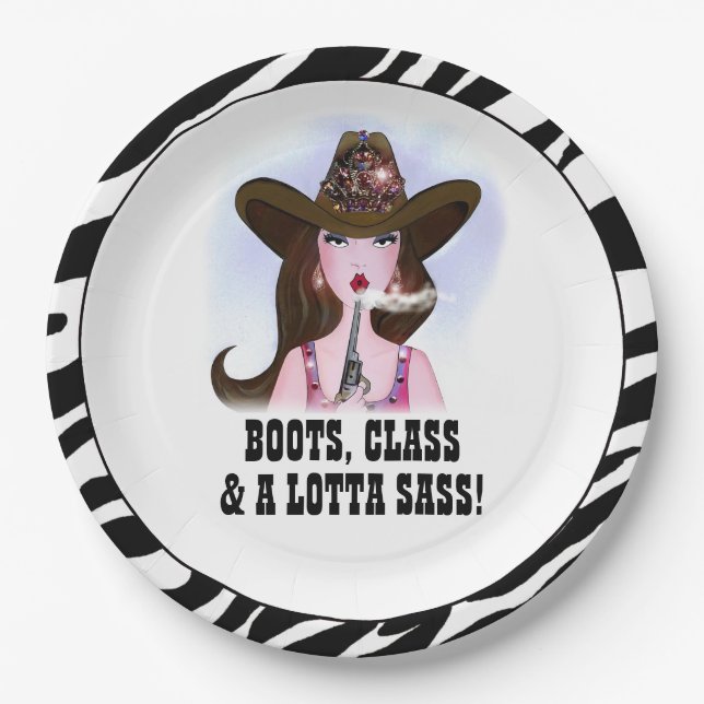 PRATO DE PAPEL "BOOTS, CLASS E LOTTA SASS!" (Frente)