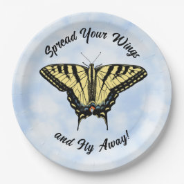 Prato De Papel Borboleta Amarelo Swallowtail Blue Sky Personaliza