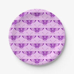 Prato De Papel Borboleta de Art Deco estilizada - roxo e orquíde