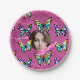 Prato De Papel Borboleta de vidro contida