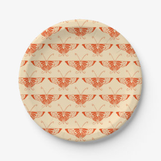 Prato De Papel Borboleta Deco Estilizada - laranja-mandarina