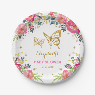 Prato De Papel Borboleta Dourado cor-de-rosa/aguarela bonito