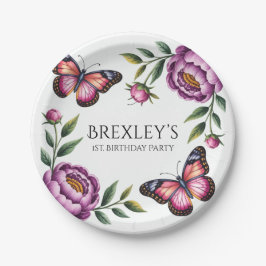 Prato De Papel Borboleta e Meninas Peony 1rua. Festa de aniversár