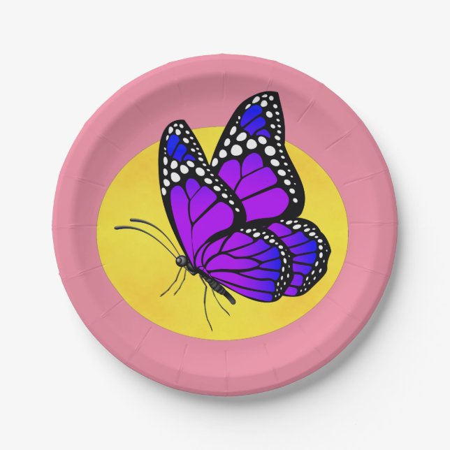 Prato De Papel Borboleta e Sol para Placa de Papel (Frente)
