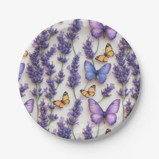 Prato De Papel Borboleta Elegante e Design de Lavanda
