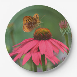 Prato De Papel Borboleta Em Coca-flor Rosa