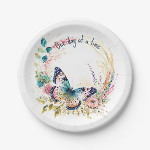 Prato De Papel Borboleta floral aquarela personalizada