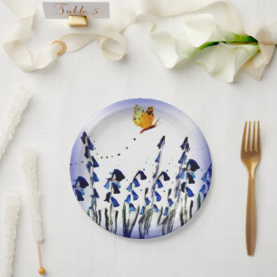 Prato De Papel Borboleta Floral Bluebells