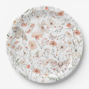Prato De Papel Borboleta Floral Boho Wildflower