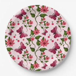 Prato De Papel Borboleta Floral Midnight Bloom