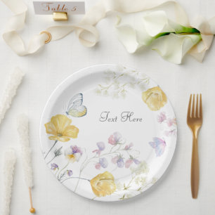 Prato De Papel Borboleta floral selvagem Elegante