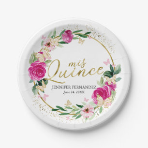 Prato De Papel Borboleta Papel Quinceanera Placa Rosa Quente