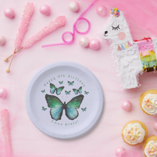 Prato De Papel Borboleta Personalizada Aniversário