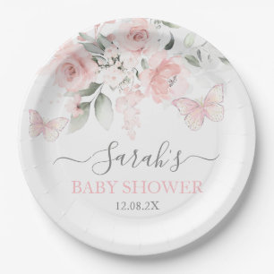 Prato De Papel Borboleta Rosa Floral