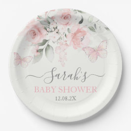 Prato De Papel Borboleta Rosa Floral