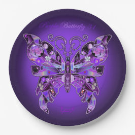 Prato De Papel Borboleta Roxa 31 Chapas de Papel
