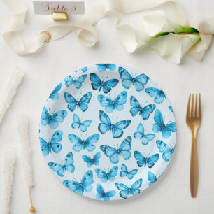 Prato De Papel Borboletas Aquarela Chá de fraldas Branca