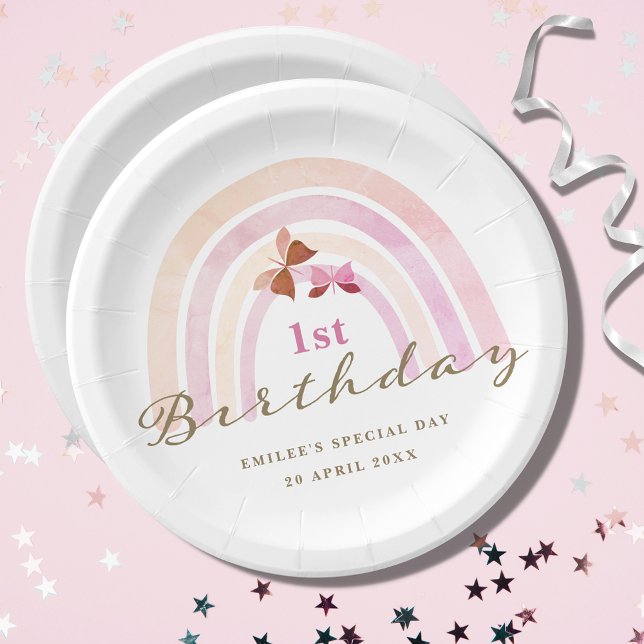 Prato De Papel Borboletas Arco-Íris Festas de aniversário Pinças  (Criador carregado)