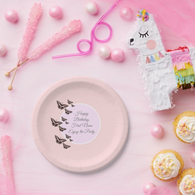 Prato De Papel borboletas cor-de-rosa rosa (Festa)