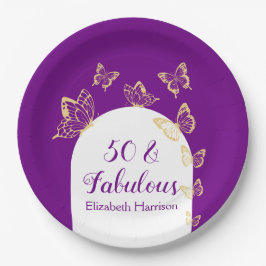 Prato De Papel Borboletas Douradas roxas modernas Fabulosas Anive