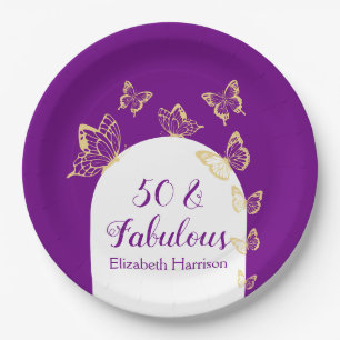 Prato De Papel Borboletas Douradas roxas modernas Fabulosas Anive