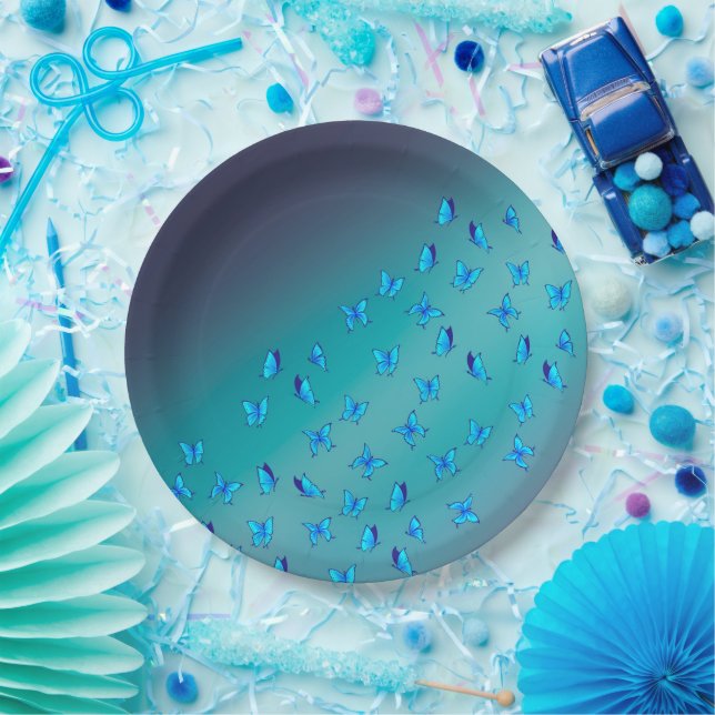 Prato De Papel Borboletas entrelaçadas Papel verde (Festa)