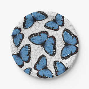 Prato De Papel Borboletas morpho azuis