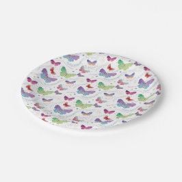 Prato De Papel Borboletas Roxas e Azuis Brilhantes