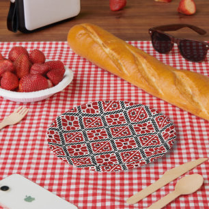 Prato De Papel Bordado Étnico Eslavo, Tradicional Balcânico