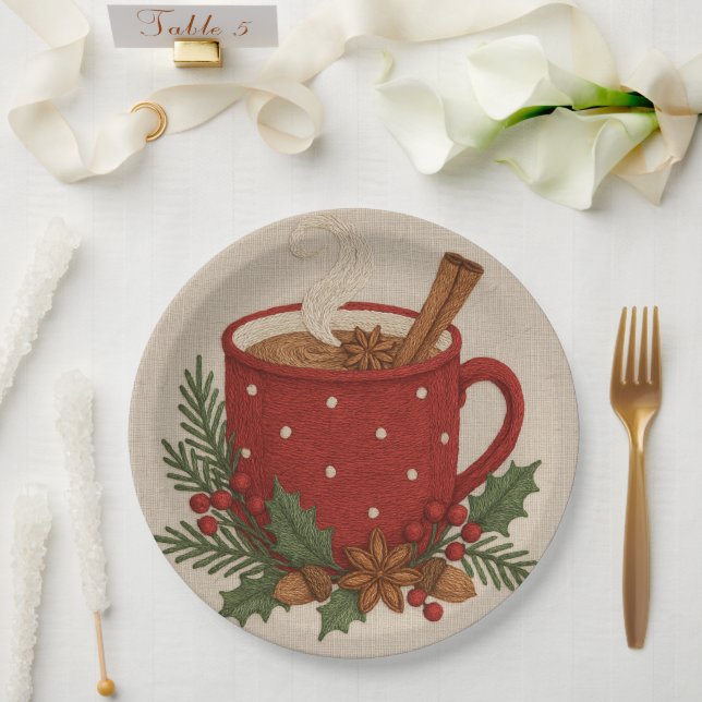 Prato De Papel Bordado russo Cacau de Natal Mug Cinnamon (Casamento)