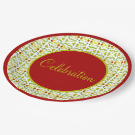 Prato De Papel Borgonha branca e Verde limão