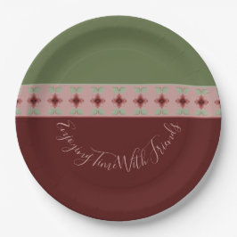 Prato De Papel Borgonha e Verde